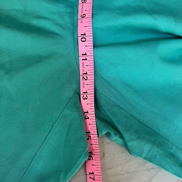 Ruby Rd. Green Surf Embellished Oasis Pockets Capri Pants linen blend size 14 - Picture 6 of 7